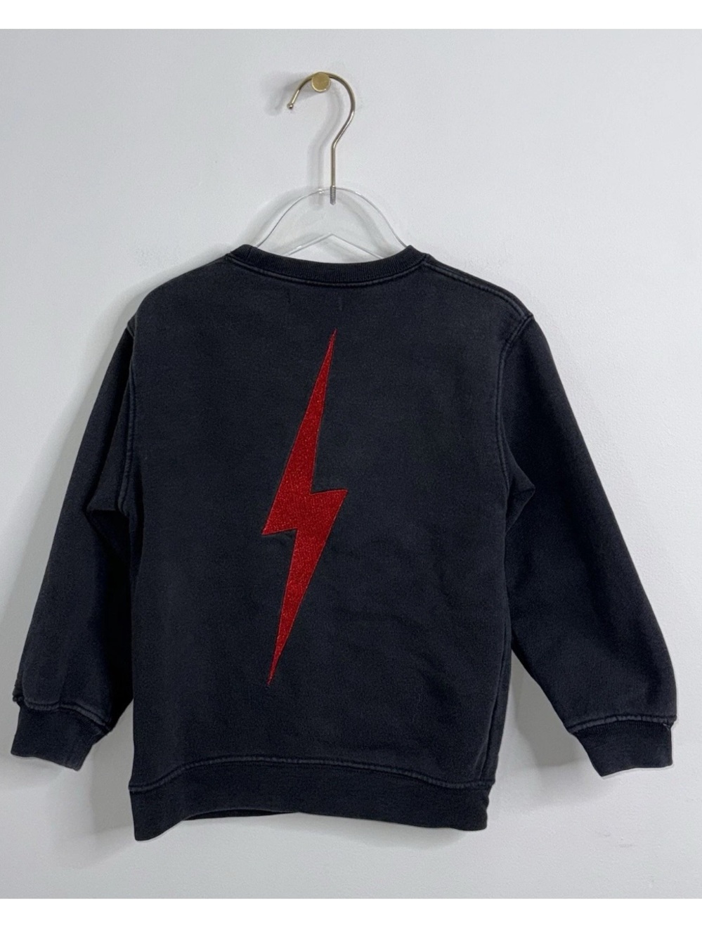 Anine Bing Kids Lightning Bolt Pullover Crew Sweatshirt Size 4/6 Charocal *Rare